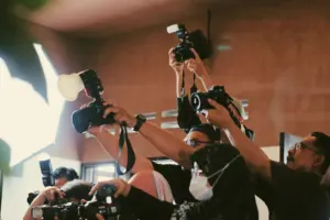 Photographers at a red carpet event
