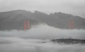 Golden Gate Bridge in San Francisco at sunrise